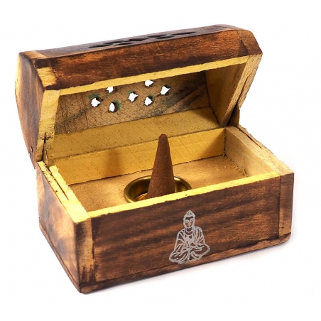 Brûle-encens en cône avec Bouddha