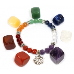 7 Chakra bracelet with Lotus + 7 chakra stones set