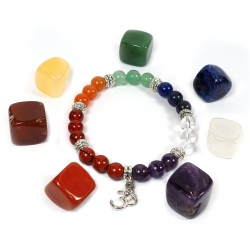 7 Chakra bracelet with OHM + 7 chakra stones set