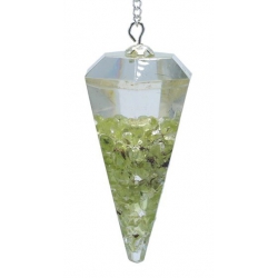 Pendule en orgonite Péridot taille facettée