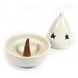 Kegel wierookbrander met ster (wit) 2
