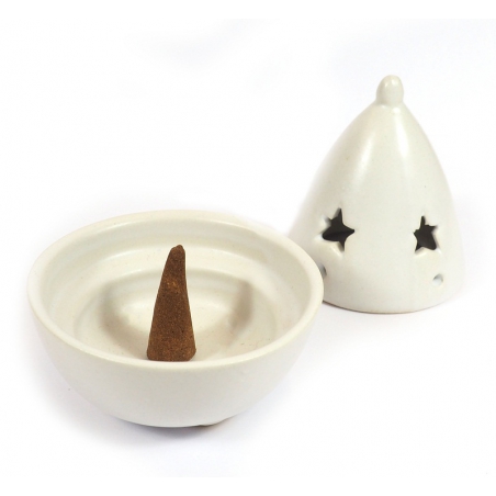 Brûle-encens en cône avec étoile (blanc)