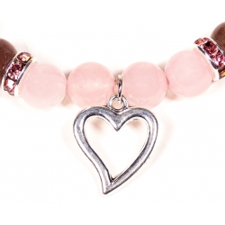 Rosenquarz und Erdbeerquarz Armband mit Herz 2
