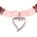 Rosenquarz und Erdbeerquarz Armband mit Herz