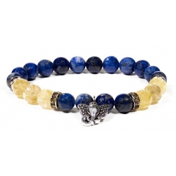 Lapis lazuli and Rutilquarz bracelet mit Ganesha