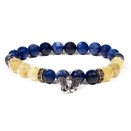 Bracelet Lapis Lazuli et Quartz Rutile avec Ganesha