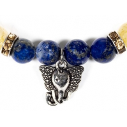 Bracelet Lapis Lazuli et Quartz Rutile avec Ganesha 2