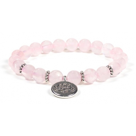 Rose quartz bracelet with Lotus