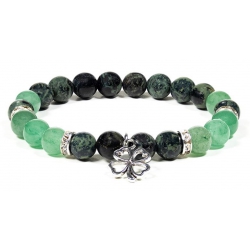 Kambaba und Aventurine Armband mit vierblättrigem Kleeblatt