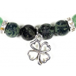 Bracelet Kambaba et Aventurine avec trèfle à quatre feuilles 2