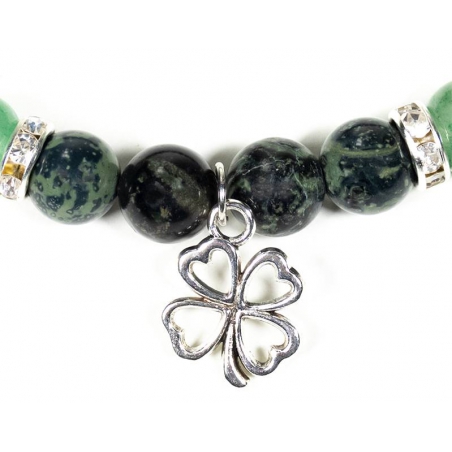 Kambaba und Aventurine Armband mit vierblättrigem Kleeblatt