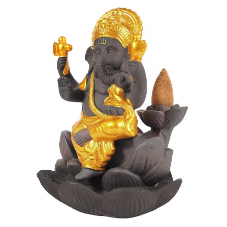 Brûleur d'encens flux de retour Ganesha (or/marron)