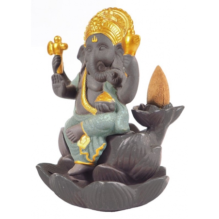 Ganesha backflow wierookbrander (goud/groen)