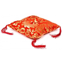 Singing bowl cushion (21cm) red with floral pattern