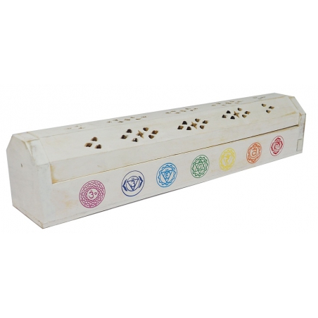 Incense holder with 7 Chakra symbols (white)