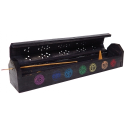 Incense holder with 7 Chakra symbols (black)