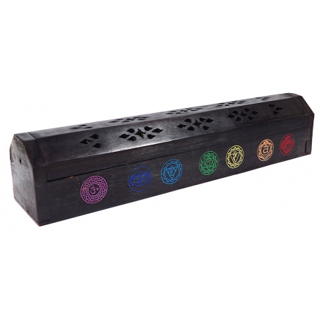 Incense holder with 7 Chakra symbols (black)