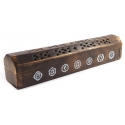 Incense holder with 7 Chakra symbols (brown)