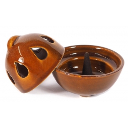 Cone incense burner Ceramic (brown)