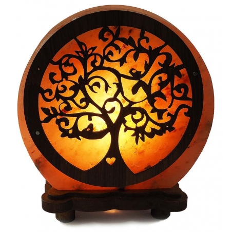 Tree of Life Lampe à sel avec base en bois 5kg