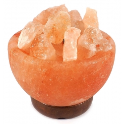 Salt lamp Himalaya Fire bowl with salt stones with wooden base 2