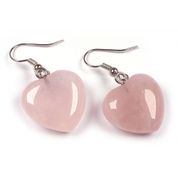 Boucles d'oreilles quartz rose en forme de coeur