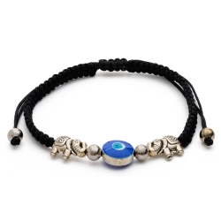 Bracelet Evil eye avec éléphants noir