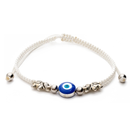 Evil eye bracelet with elephants white