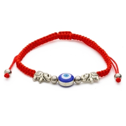 Evil eye bracelet with elephants red