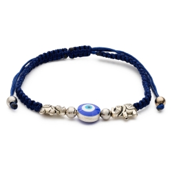 Evil eye bracelet with elephants blue