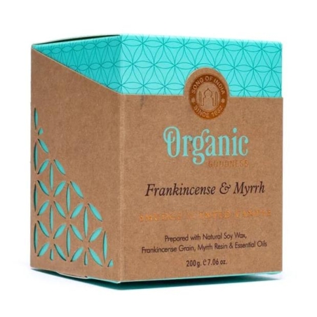 Frankincense & Myrhh scented candle Organic Goodness