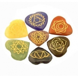 Set 7 Chakra symbolen mineraalstenen - hartvorm (16439) 2