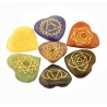 Set 7 Chakra symbolen mineraalstenen - hartvorm (16439)
