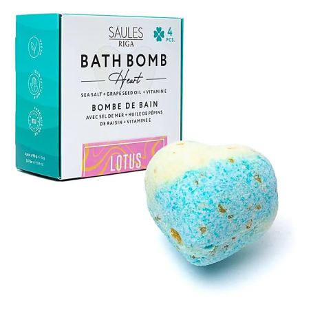 Lotus Bath Bomb Heart Shape 4 Pieces Saules Riga