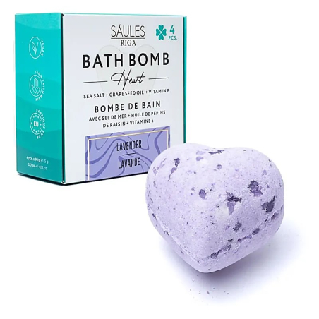 Bombe de bain lavande forme coeur 4 pièces Saules Riga