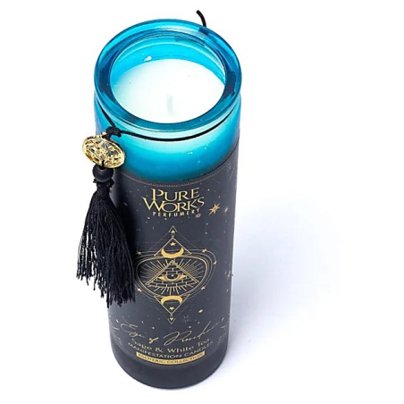 Eye of Providence manifestation candle in glass with tassel (80 hours)