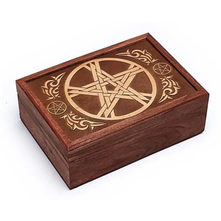 Pentagram tarot box engraved