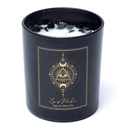 Bougie de manifestation Eye of Providence en verre avec couvercle (50 heures)