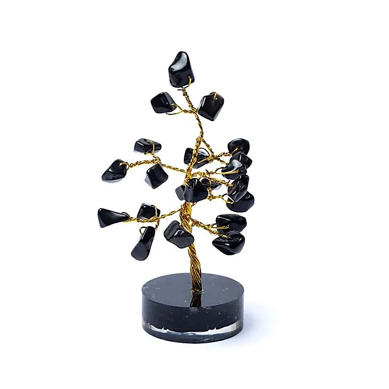 Black agate gemstone tree 8cm