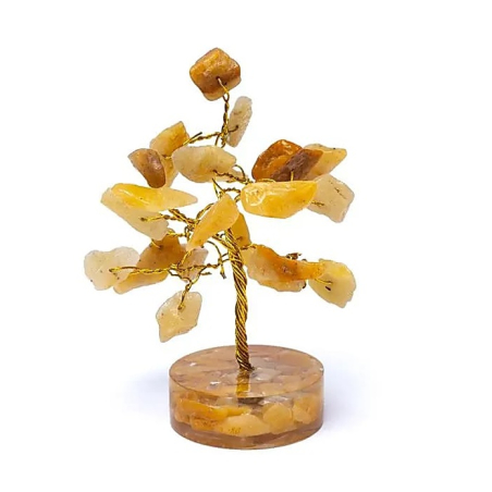 Guérisseur doré arbre de pierres précieuses 8 cm