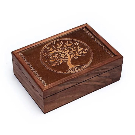 Tarot box Tree of Life engraved