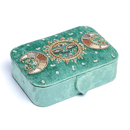 Tarot box velvet mint with moon phases