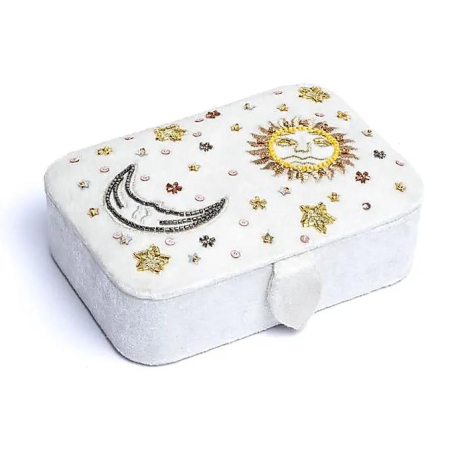 Tarot box velvet white with Sun and Moon