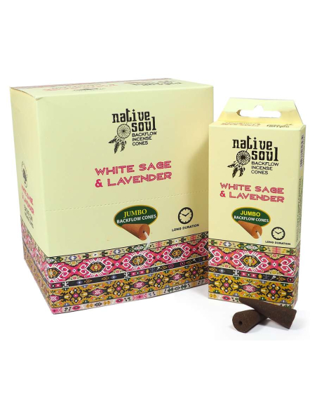 White Sage & Lavender backflow incense cones - Native Soul