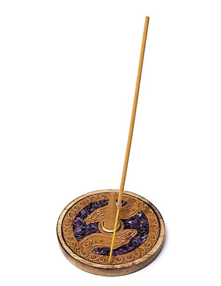 Incense and cone holder Healing Hands Amethyst