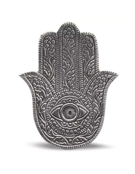 Incense and cone holder Hand of Fatima Silver colored