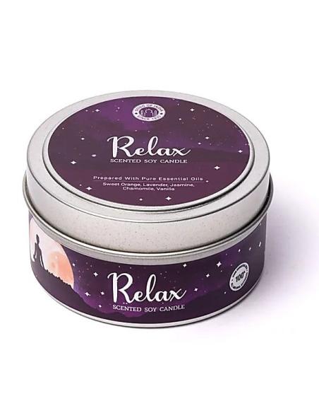 Relax soy scented candle in tin Song of India