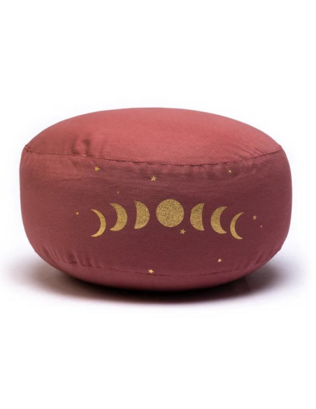 Coussin de méditation phases de lune rouge en coton biologique (OCS)