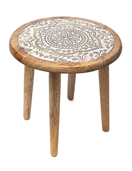 Beistelltisch Mangoholz Mandala weiß