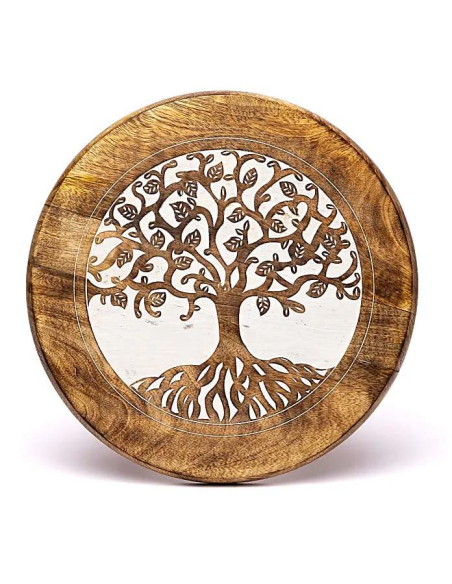 Table d'appoint en bois de manguier Arbre de Vie blanc